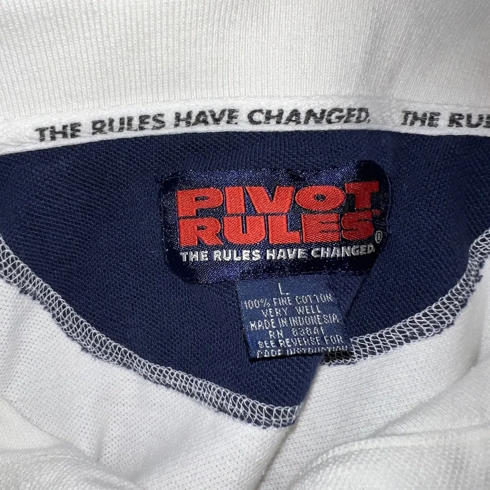 Vintage‎ PIVOT RULES Shirt Men's Size XL White Polo Embroidered Golfers